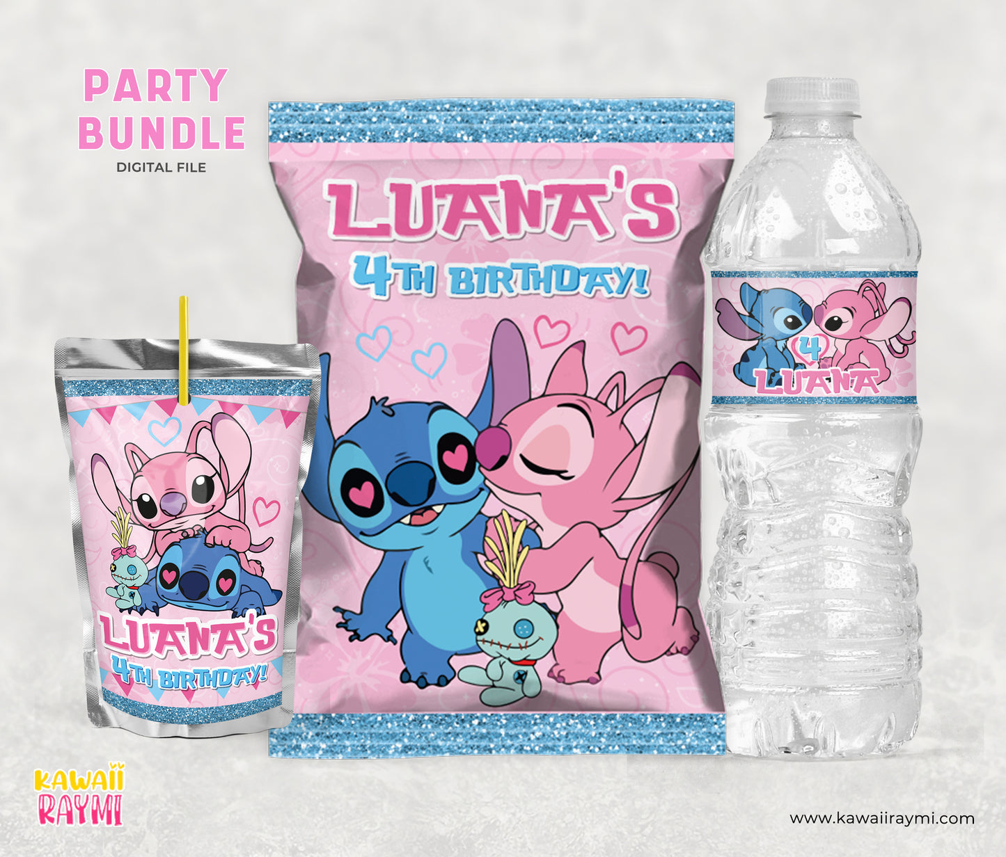 Stitch and Angel party favors bundle printable