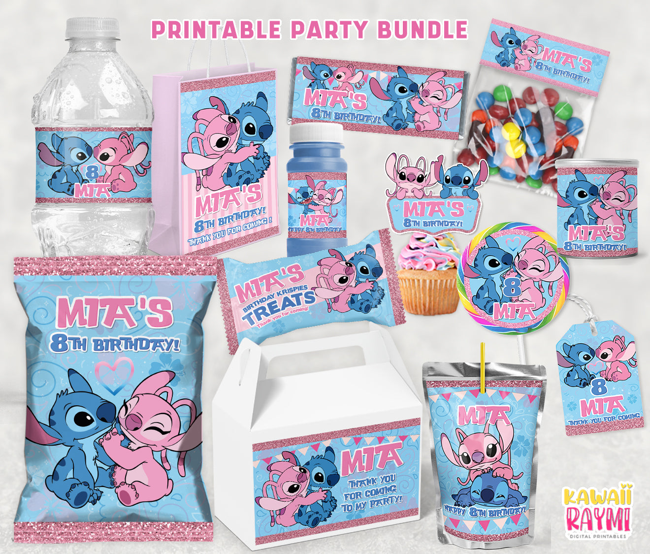 Stitch and Angel party favors custom bundle digital file