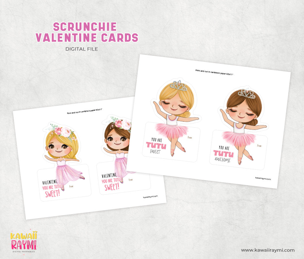 Scrunchie valentine cards, you are tutu sweet printable ballerina