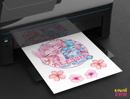 Stitch & Angel custom cake topper