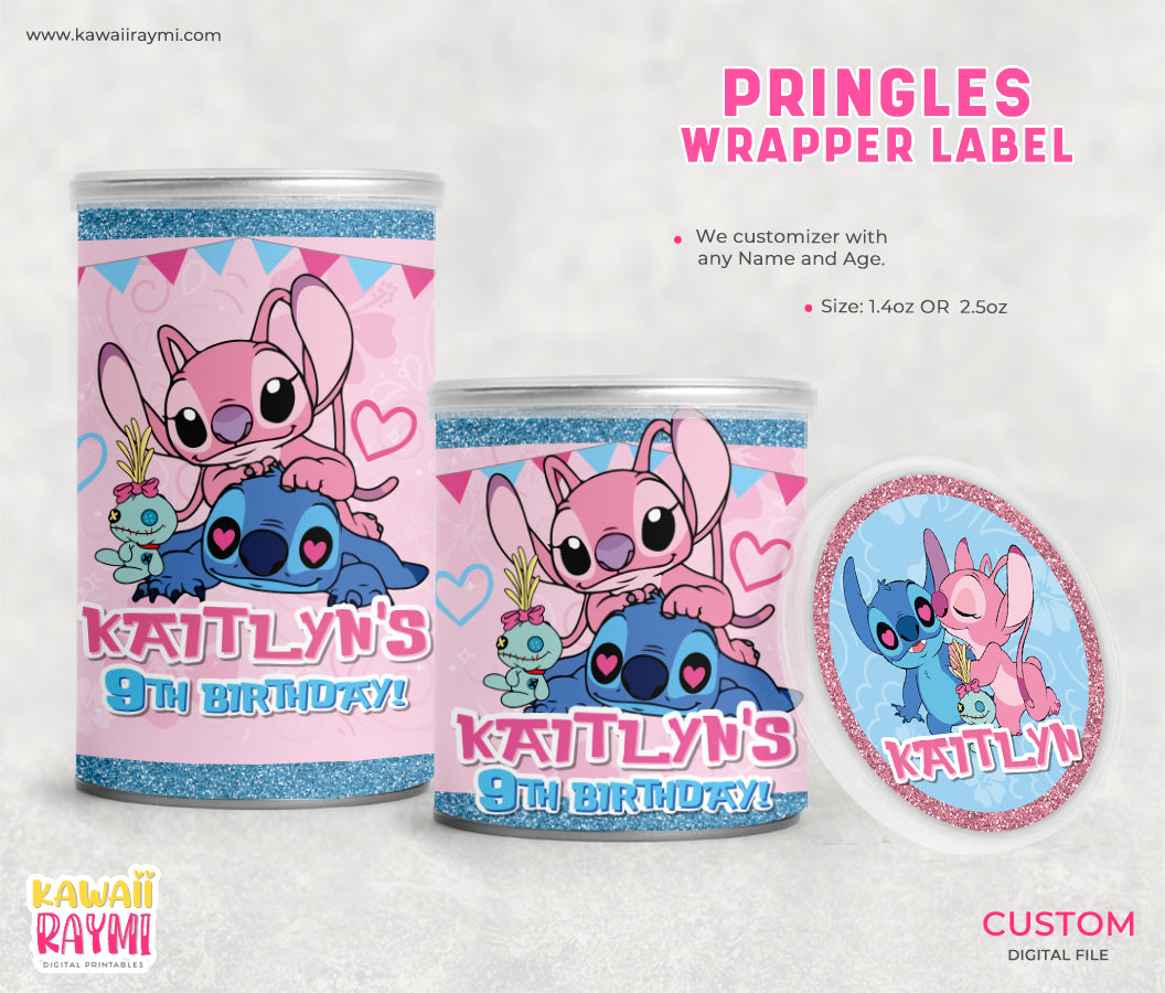 Stitch and Angel pringles label, digital file