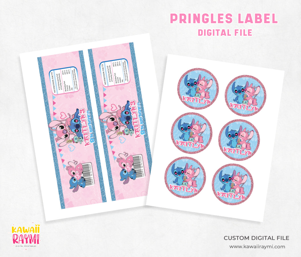 Stitch and Angel pringles label, digital file