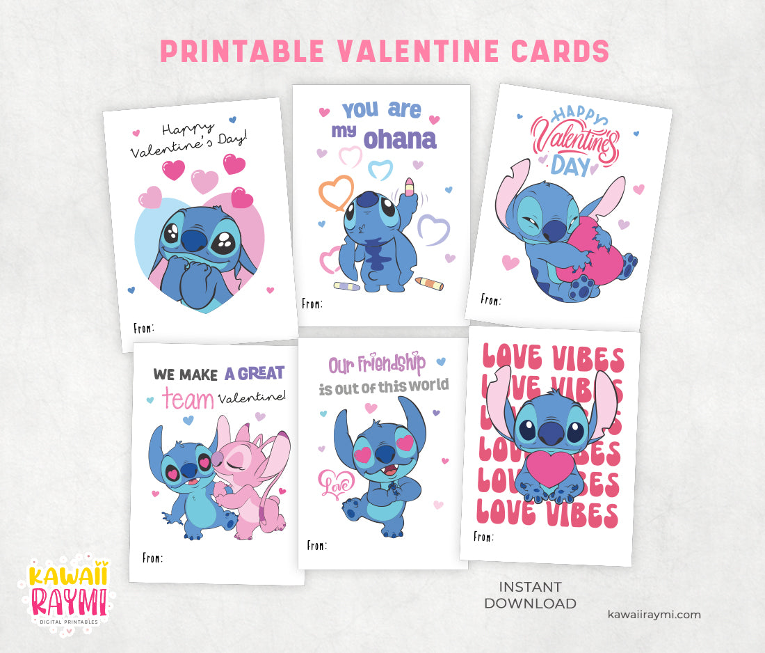 Stitch valentine's day cards, Valentine's day cards for kids, printable valentine's day cards stitch