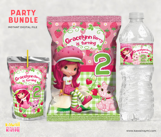 strawberry party favors, bundle digital files strawberry party