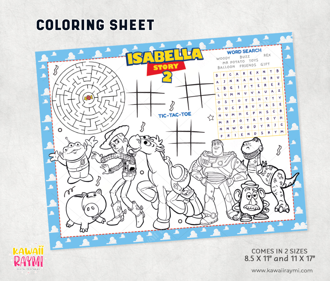 Toy Story Activity sheet, Toy Story Coloring Sheet, DIGITAL FILE ONLY