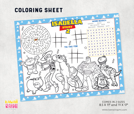 Toy Story Activity sheet, Toy Story Coloring Sheet, DIGITAL FILE ONLY