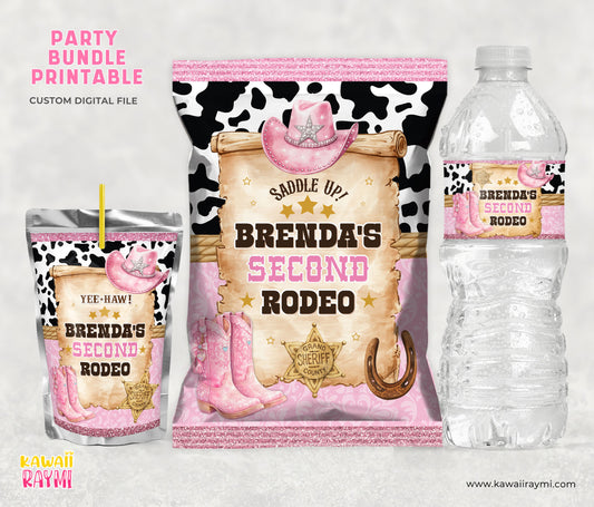 Pink Rodeo party favors, Pink Western Cowgirl Party Favors, cowgirl party, digital files, pink cowgirl