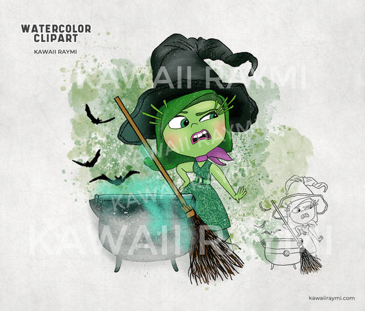 Disgust halloween Inside out Clipart watercolor