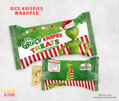 Christmas Treats, Grinchmas krispies- Grinch Party favors - INSTANT DOWNLOAD