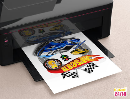 Camiseta personalizada de cumpleaños de Hot Wheels con coche azul