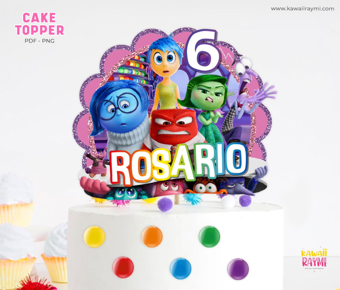 Inside out 2 custom cake topper digital