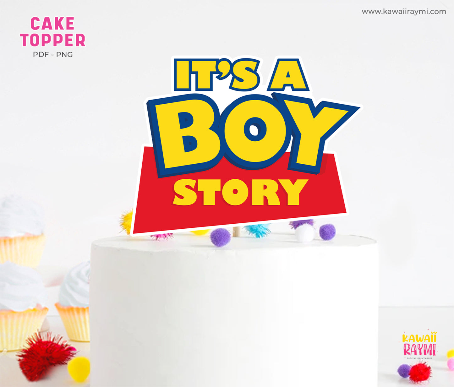 Its a boy story, baby shower toy story cake topper