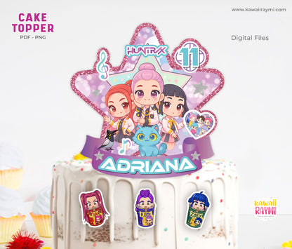 Demon hunters cake topper custom digital file, Huntrix cake topper