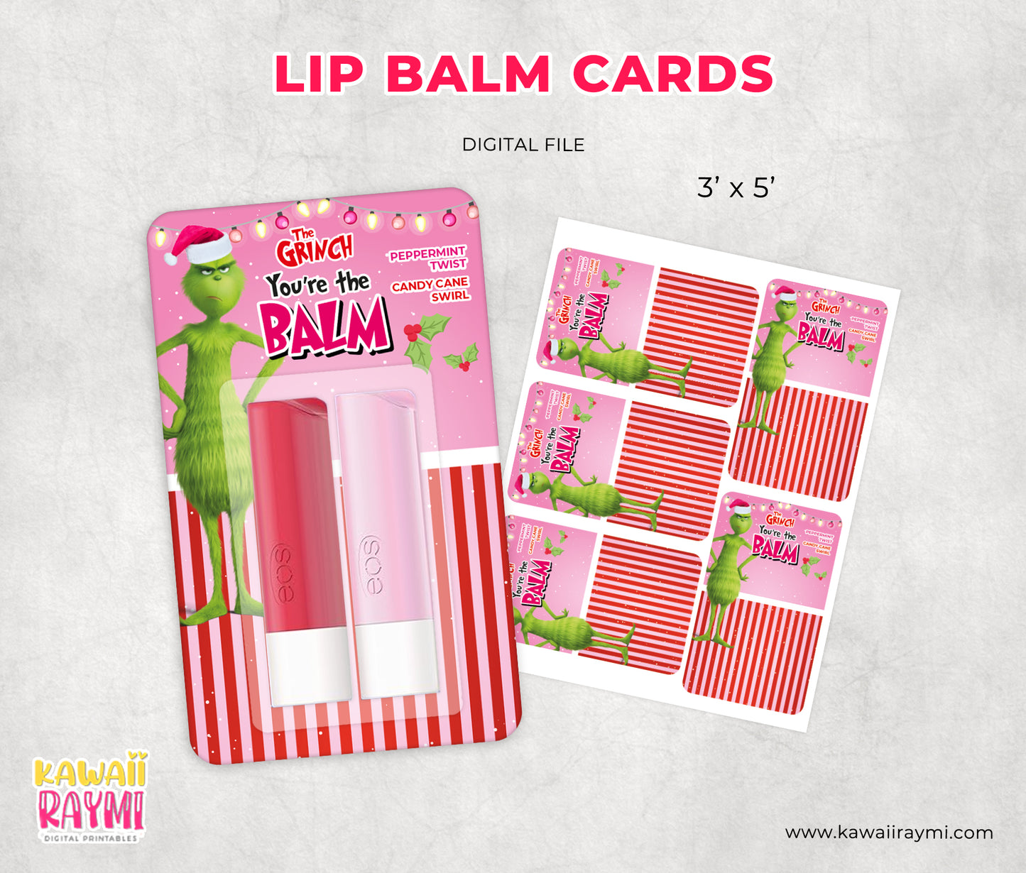 Lip Balm merry christmas pink, grinchmas, you are the balm, instant digital file