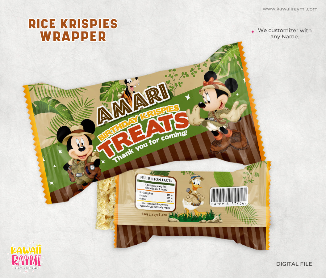 Mickey mouse safari rice krispies wrapper printable