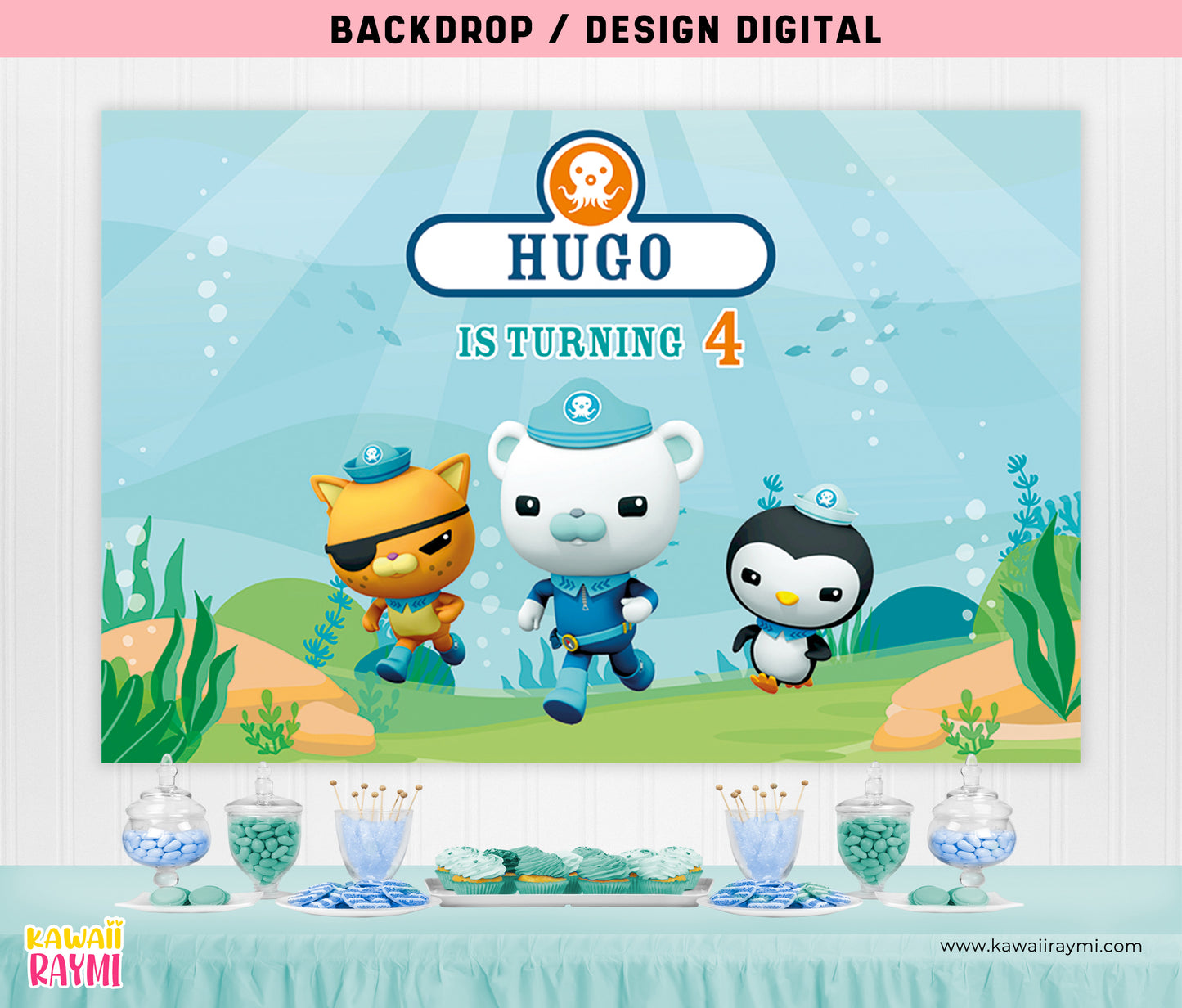 Octonauts custom backdrop, backdrop digital file