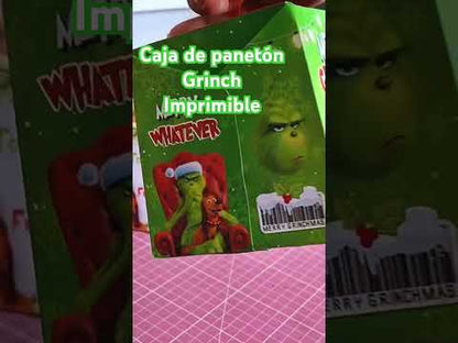 Archivo digital imprimible de caja de mini panettone, mini panettone de grinchmas feliz lo que sea