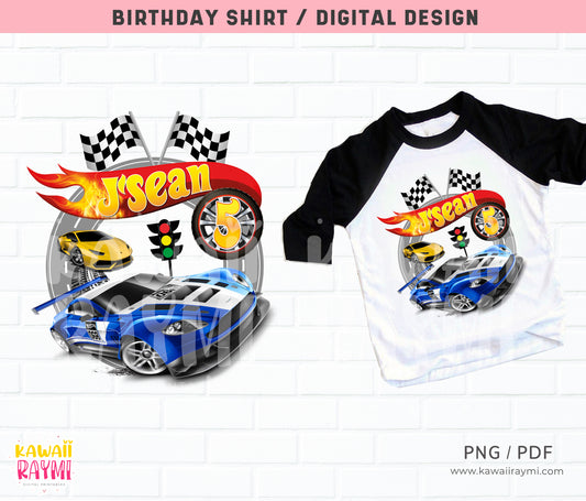 Hot wheels custom birthday shirt car blue