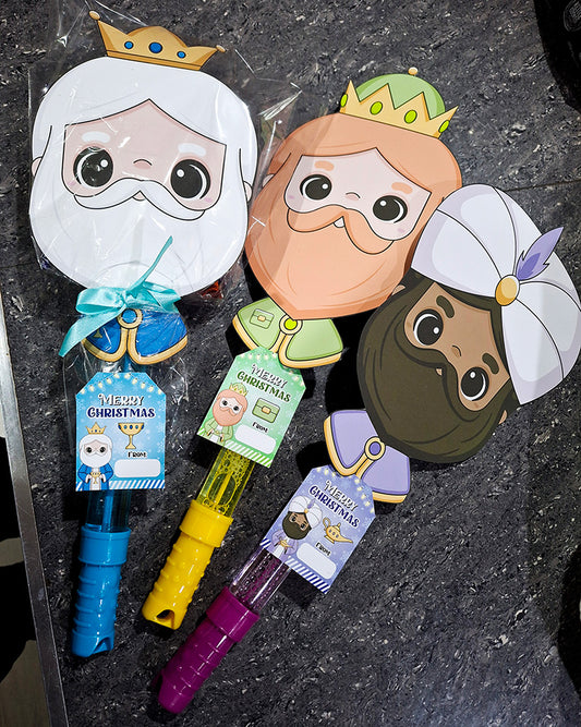 Bubblepops three wise men printable, christmas bubblewands