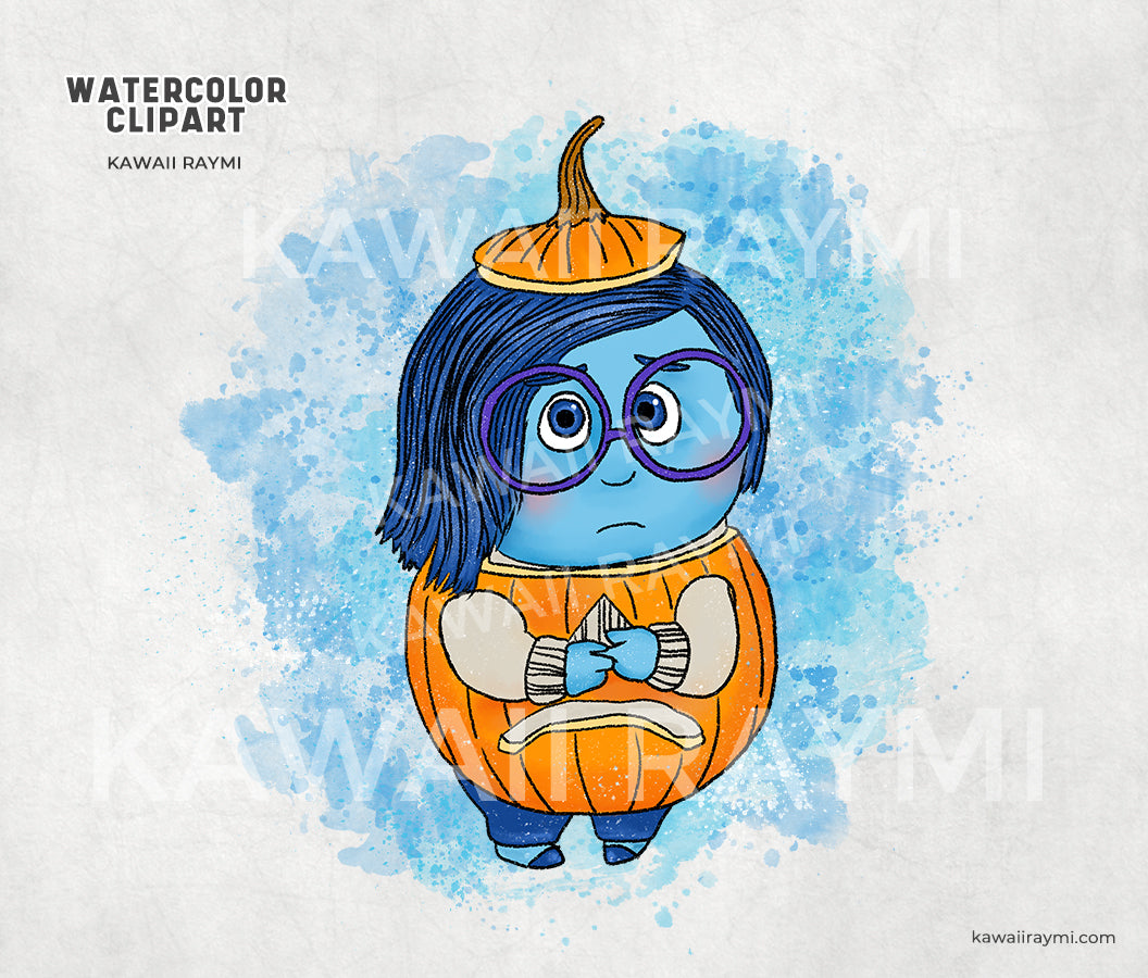 Tristeza Halloween De adentro hacia afuera Clipart acuarela