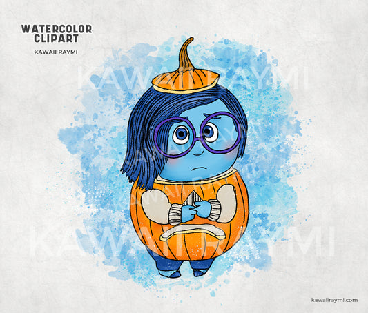 Sadness halloween Inside out Clipart watercolor