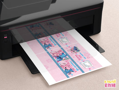 Stitch and Angel chocolate bar wrapper, printable hershey label