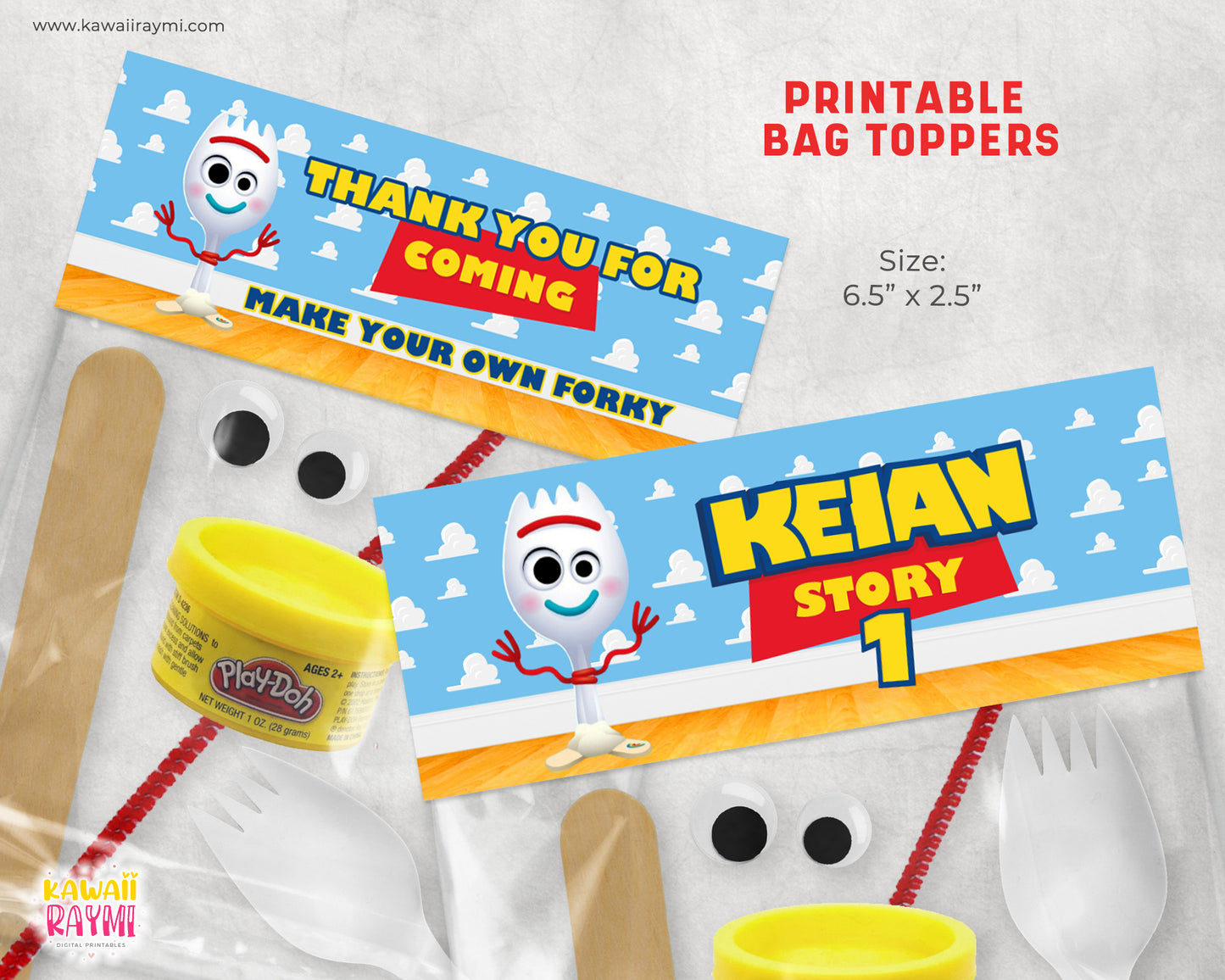 Toy Story make your own forky, Bag Toppers  Forky  custom DIGITAL FILE