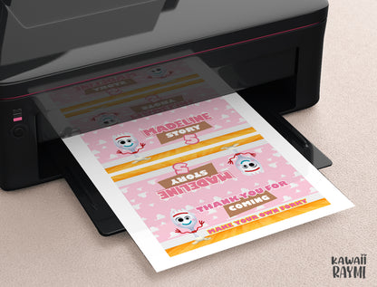 Toy Story crea tu propio tenedor, Adornos para bolsas Forky PINK ARCHIVO DIGITAL personalizado