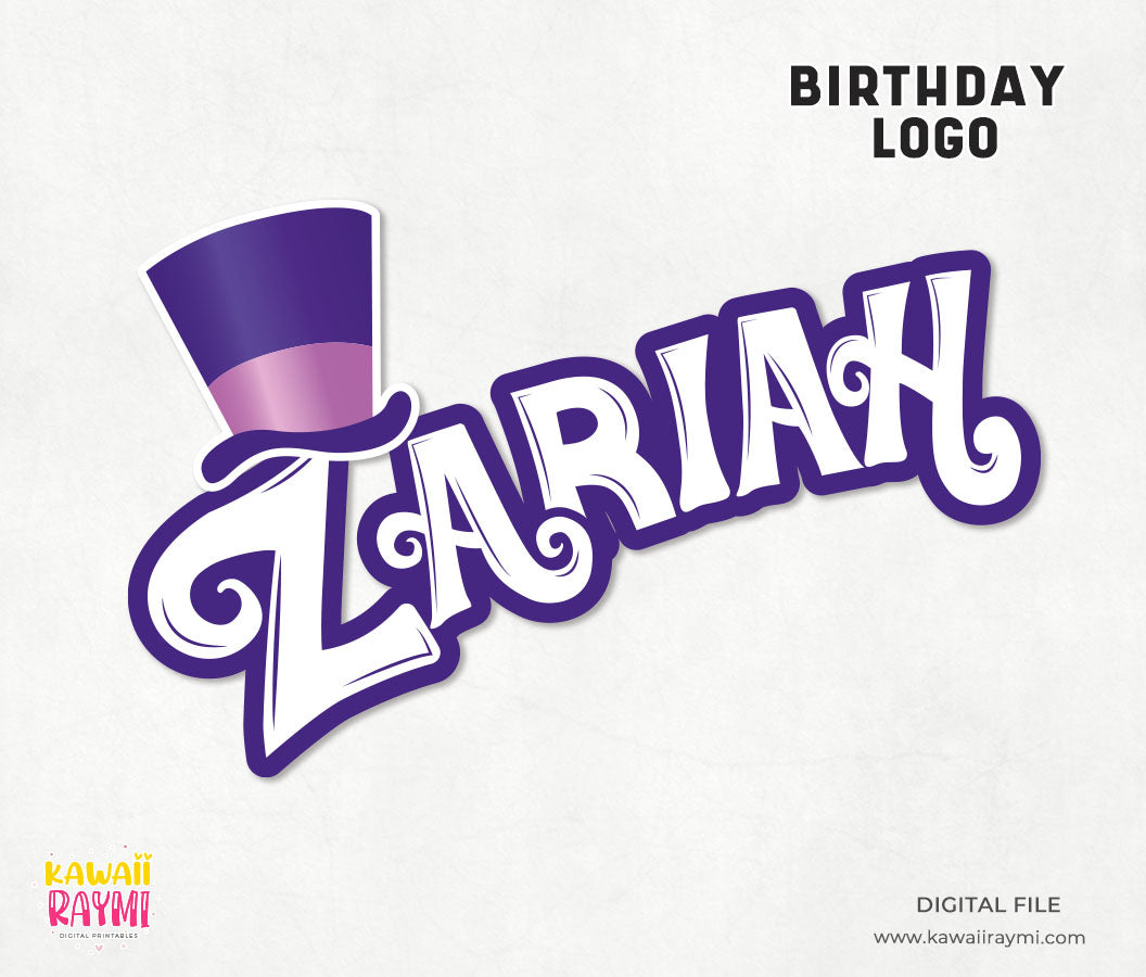 Logotipo personalizado de Wonka, logotipo de cumpleaños