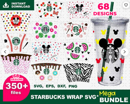 Starbucks cup wrap bundle svg, cricut starbuck svg, cut file, instant download