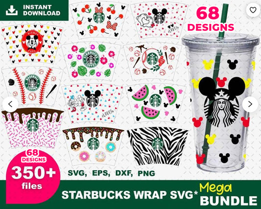 Starbucks cup wrap bundle svg, cricut starbuck svg, archivo de corte, descarga instantánea