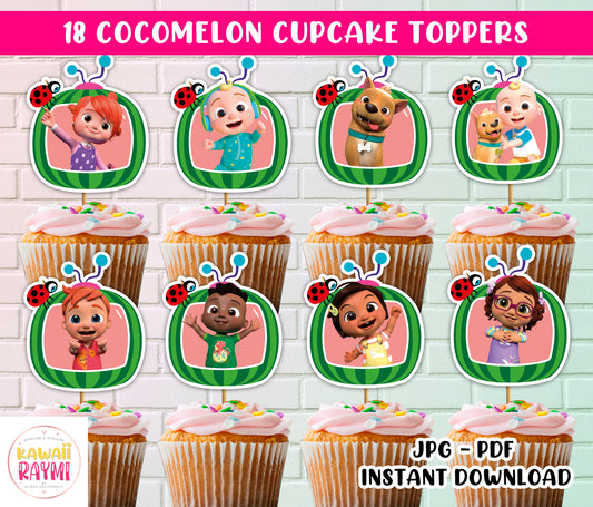 Cocomelon cupcake toppers, instant