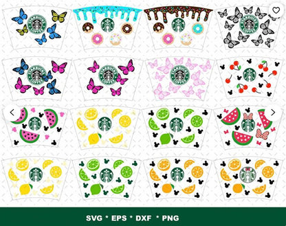 Starbucks cup wrap bundle svg, cricut starbuck svg, cut file, instant download