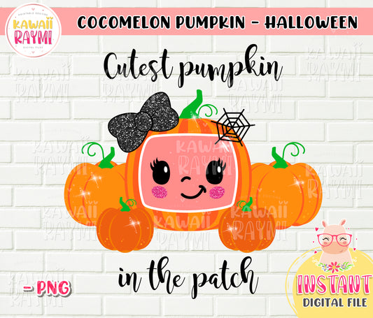 Cocomelon Halloween Girl-Cutest pumpkin in the patch-PNG-iron on digital, Instant Download