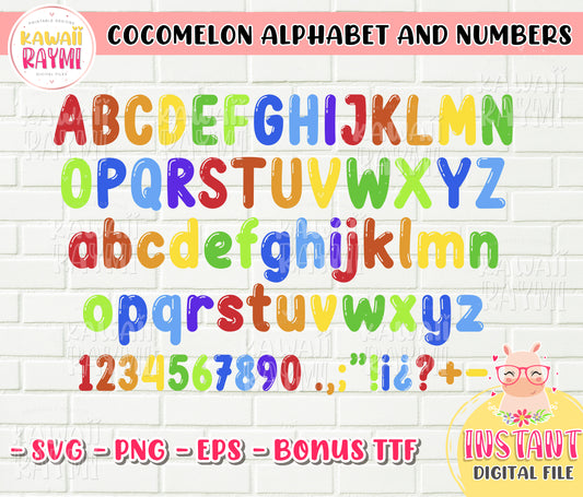 Alfabeto y números fuente Cocomelon