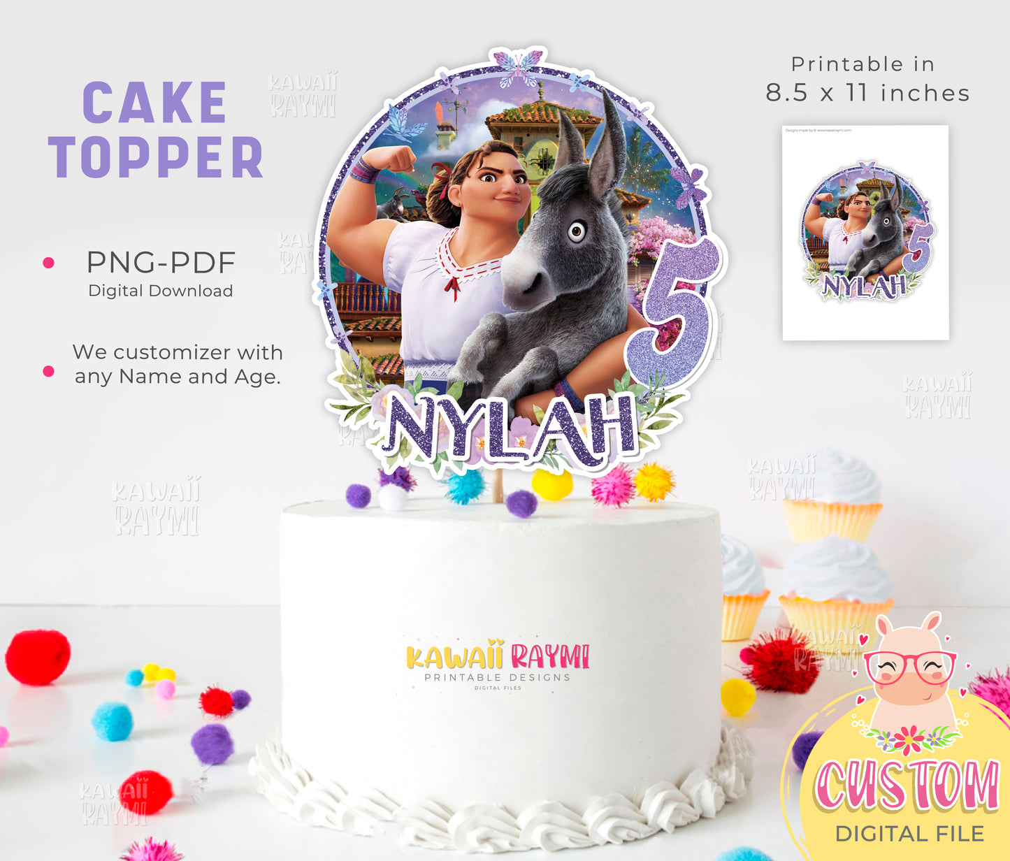 Encanto Cake Topper printable, Luisa Encanto Centerpiece, Encanto BIRTHDAY,Encanto diy cake