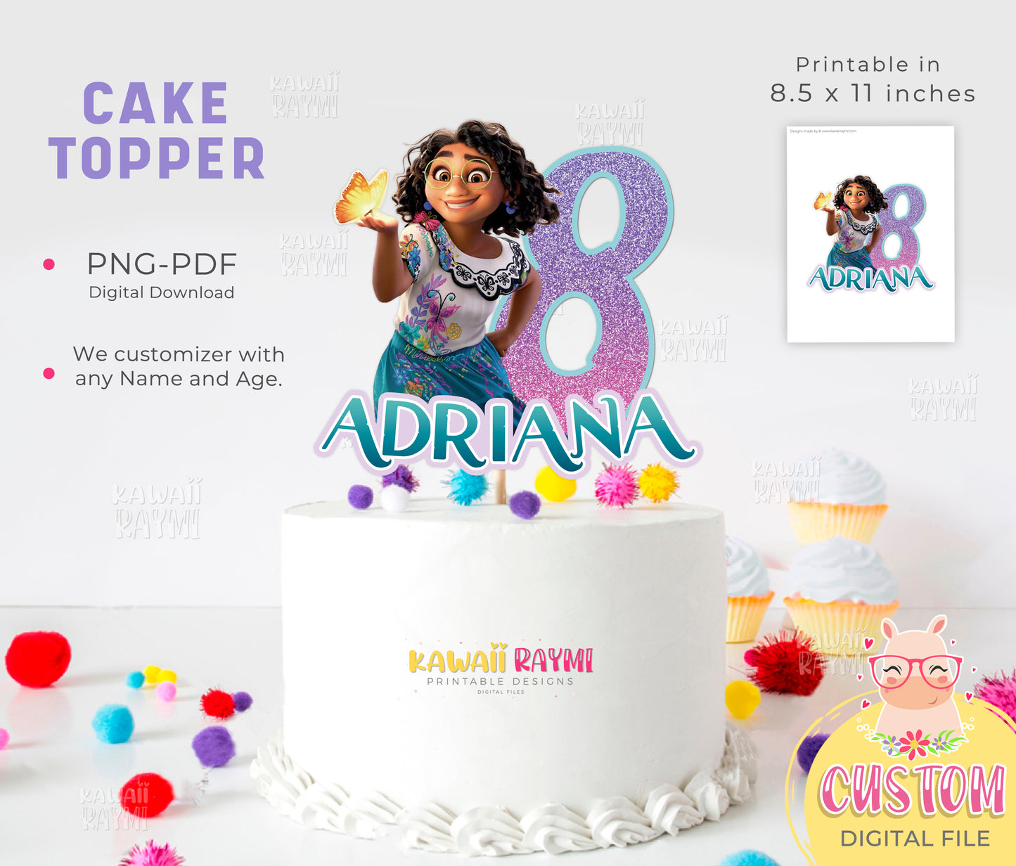 Encanto Cake Topper, Encanto Mirabel Custom Cake Topper, Encanto Party Birthday, digital download