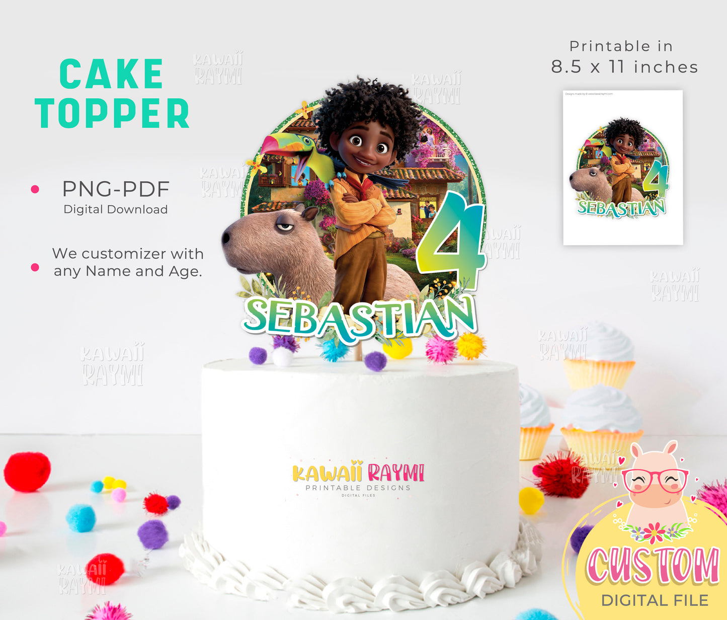 Encanto Custom Cake Topper Antonio, Encanto Cake Topper, Birthday party, Encanto centerpiece Printable, Encanto Party Supplies