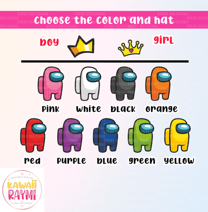 Among Us custom backdrop, happy birthday