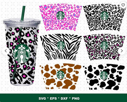 Starbucks cup wrap bundle svg, cricut starbuck svg, cut file, instant download