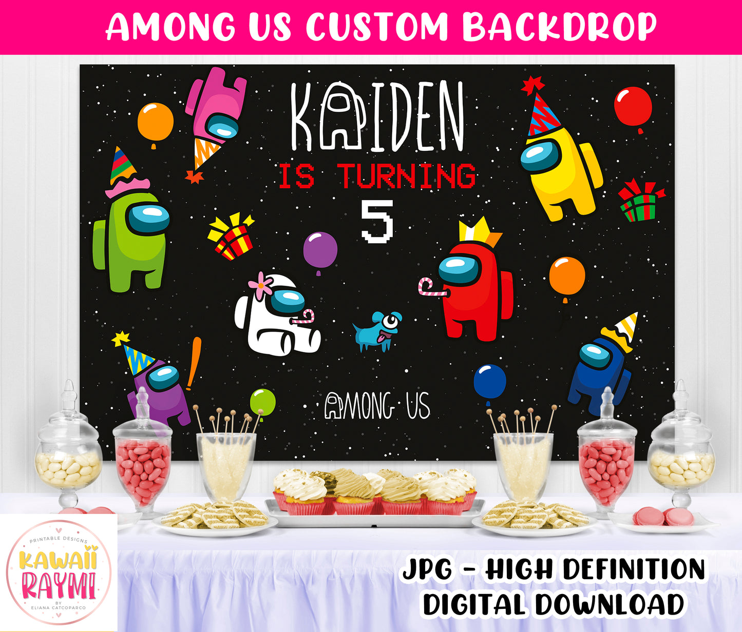 Among Us  Custom Backdrop for Birthday Party