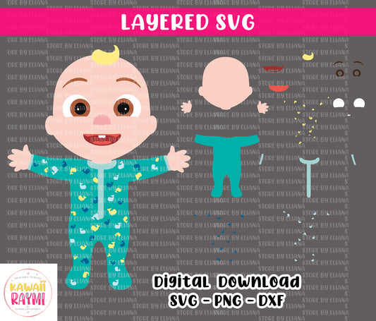 JJ BABY COCOMELON SVG FOR LAYERED - CRICUT - PNG - SVG - DXF-DIGITAL DOWNLOAD
