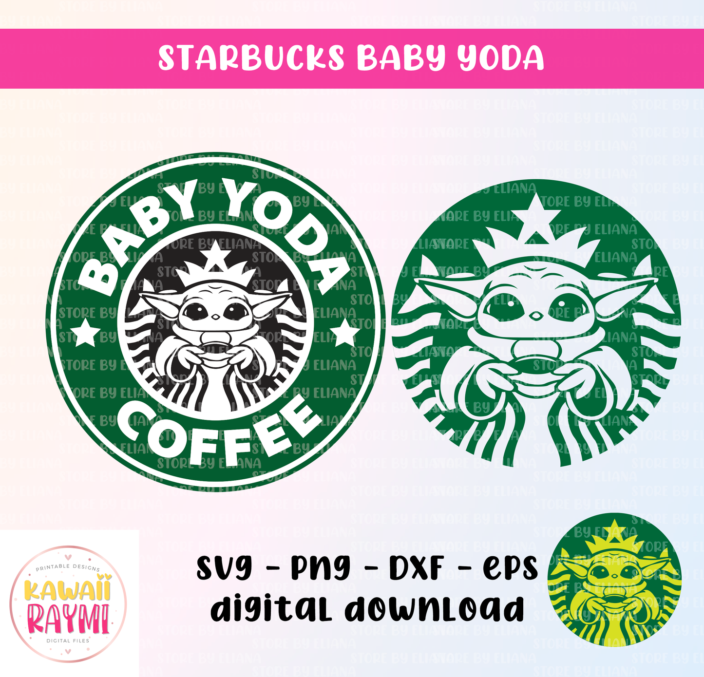 Baby Yoda Starnucks svg, cricut, png, dxf, eps, cut file, baby yoda, instant download