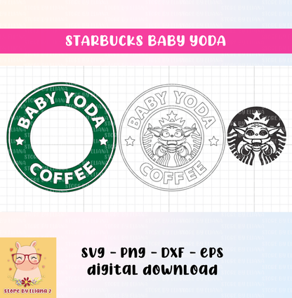 Baby Yoda Starnucks svg, cricut, png, dxf, eps, cut file, baby yoda, instant download