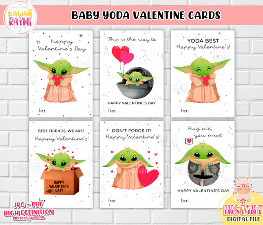 Baby Yoda Valentine's Day Card, Tarjetas de San Valentín Baby Yoda Kids, Tarjetas de San Valentín Space Baby