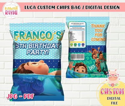 Bolsa de patatas fritas personalizadas Luca Disney -Bolsa de patatas fritas personalizadas LUCA ARCHIVO DIGITAL