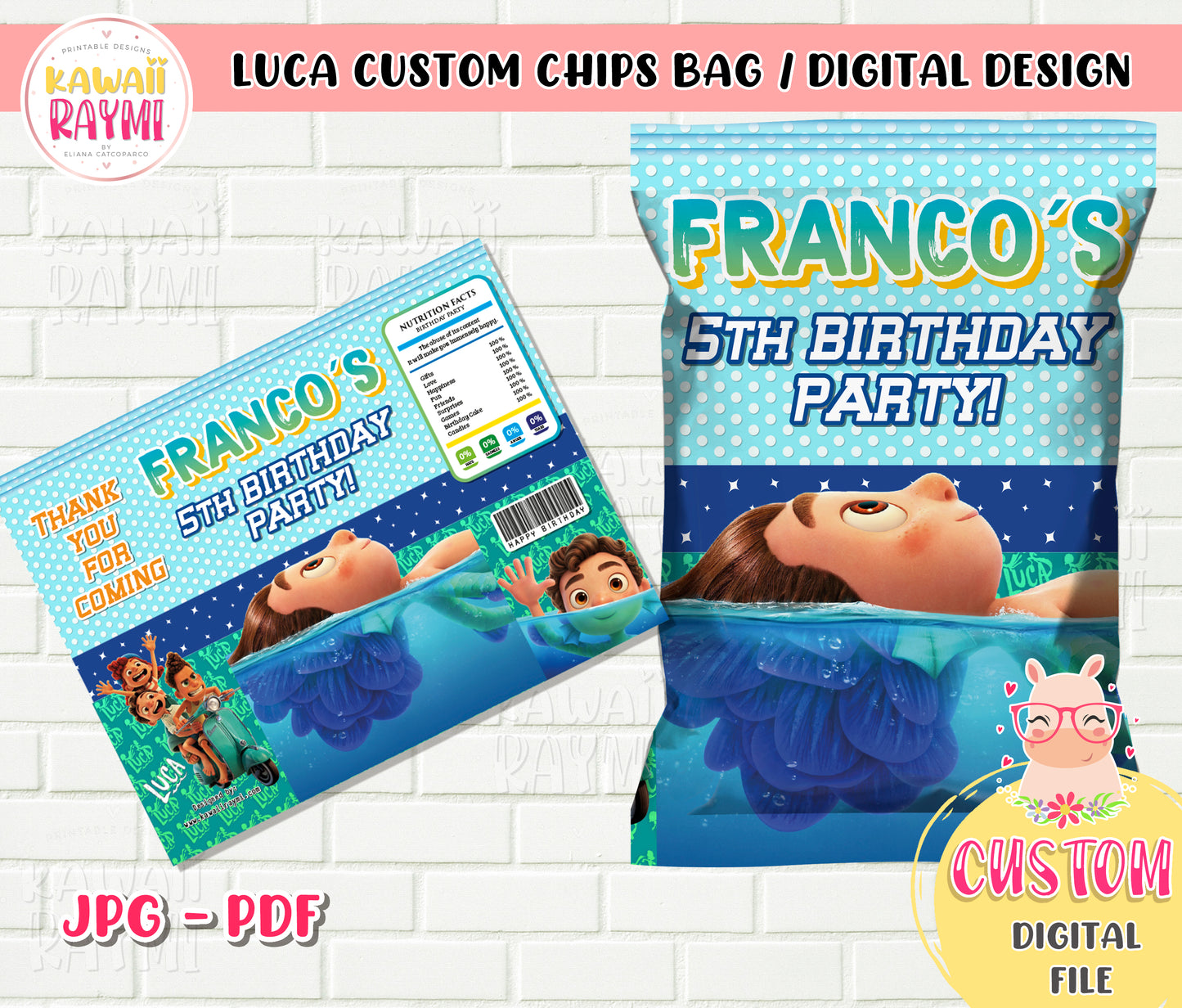 Luca Disney custom Chips bag -LUCA custom chips bag DIGITAL FILE