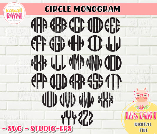 CÍRCULO MONOGRAMA FONT-SVG-EPS-STUDIO-Descarga instantánea