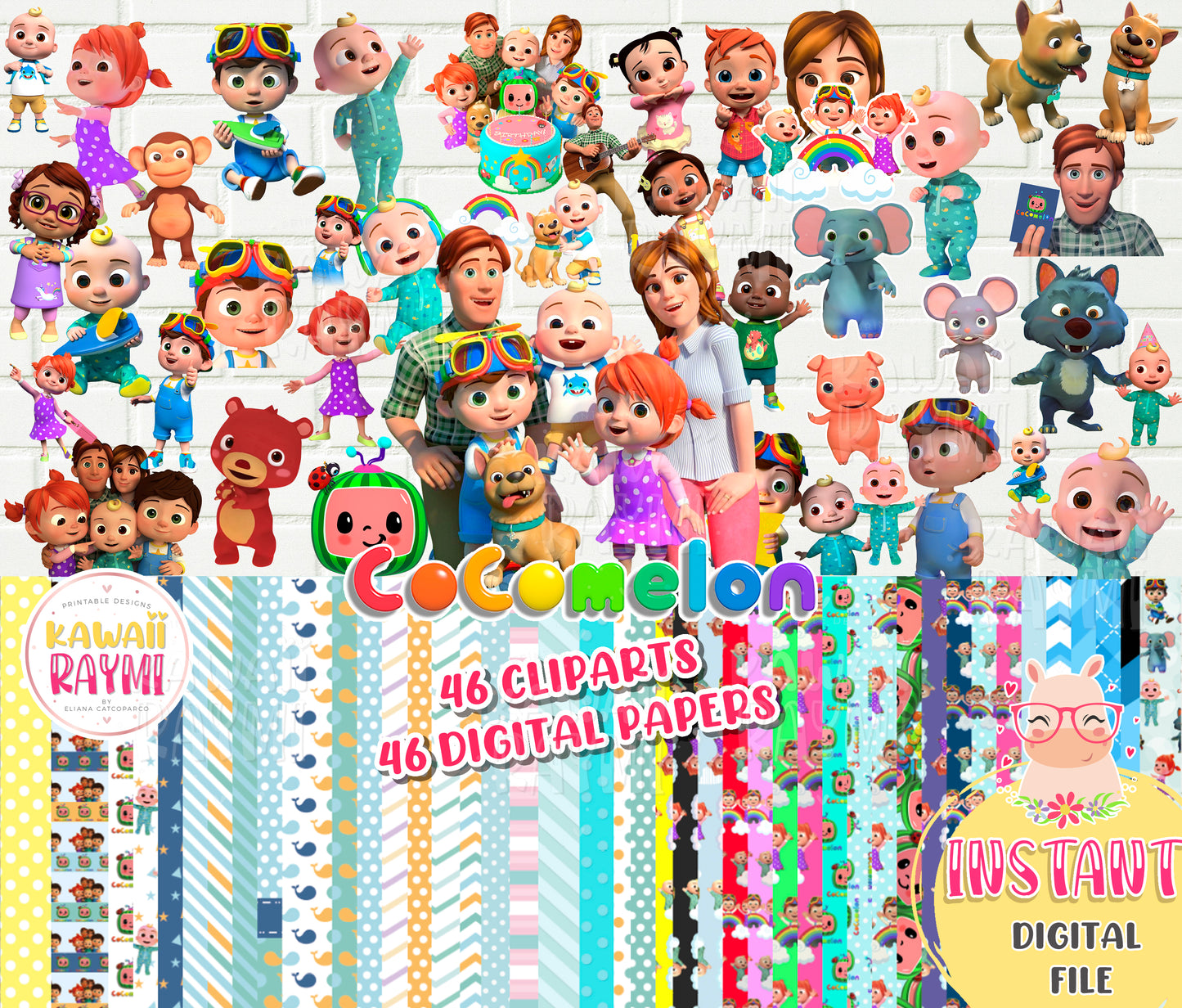 Cocomelon cliparts and digital papers