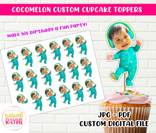 Cocomelon cupcake topper faces, photo